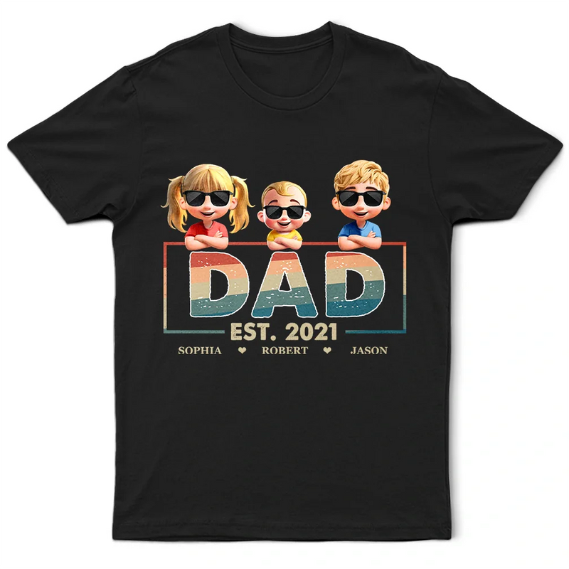 Gift For Husband,Gift For Father,Happy,Gift For Grandpa - Dad Est Grandpa Father 3D Cartoon - Personalized T Shirt