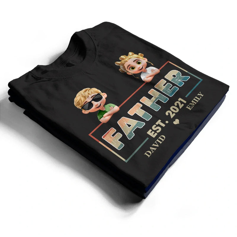 Gift For Husband,Gift For Father,Happy,Gift For Grandpa - Dad Est Grandpa Father 3D Cartoon - Personalized T Shirt