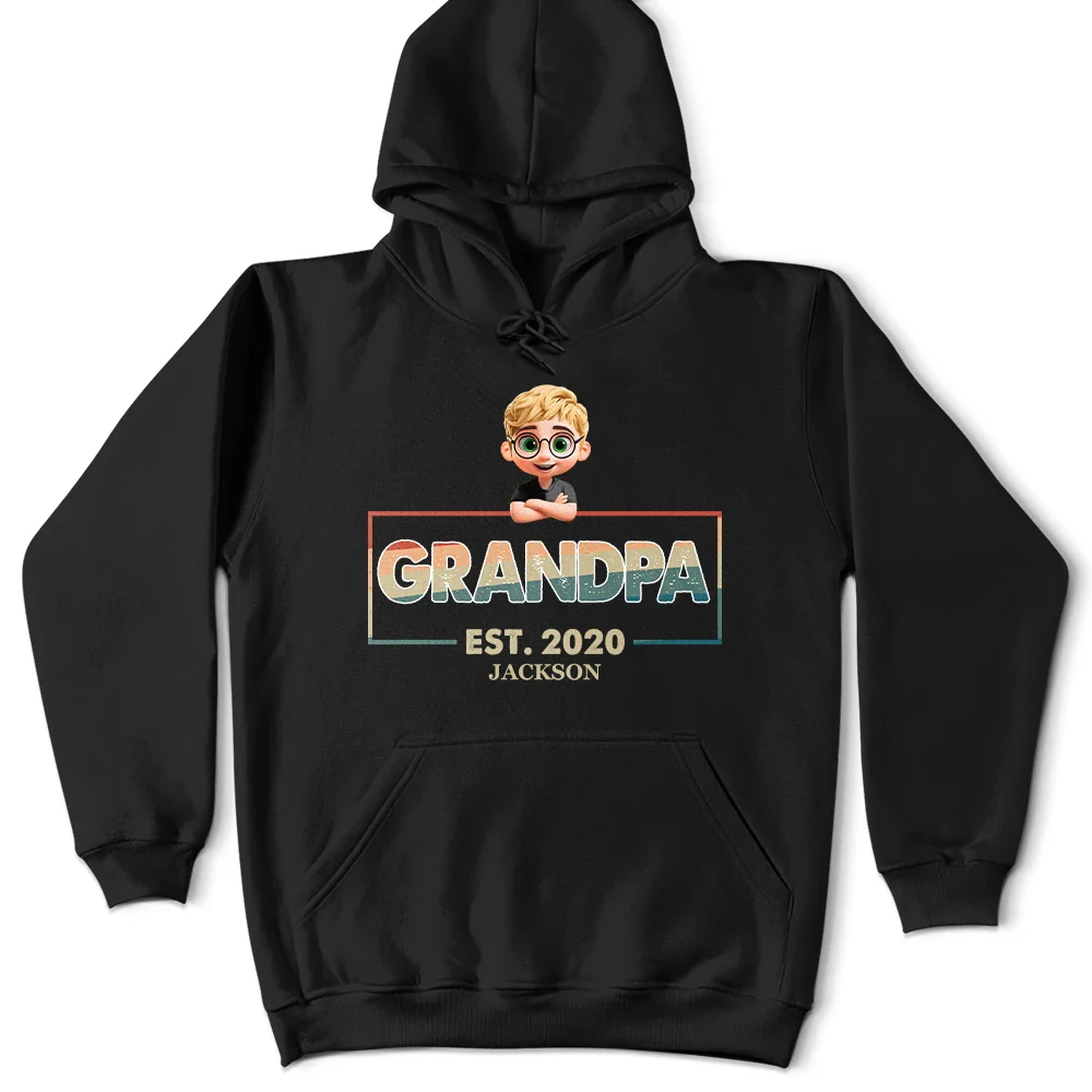 Gift For Husband,Gift For Father,Happy,Gift For Grandpa - Dad Est Grandpa Father 3D Cartoon - Personalized T Shirt
