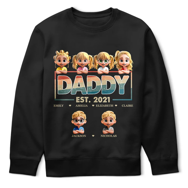 Gift For Husband,Gift For Father,Happy,Gift For Grandpa - Dad Est Grandpa Father 3D Cartoon - Personalized T Shirt