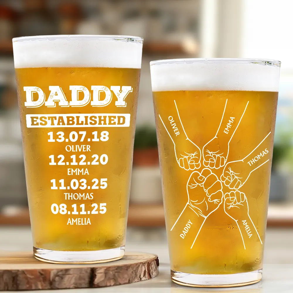 Gift For Husband,Gift For Grandpa,Gift For Father - Dad Established - Personalized Beer Glass