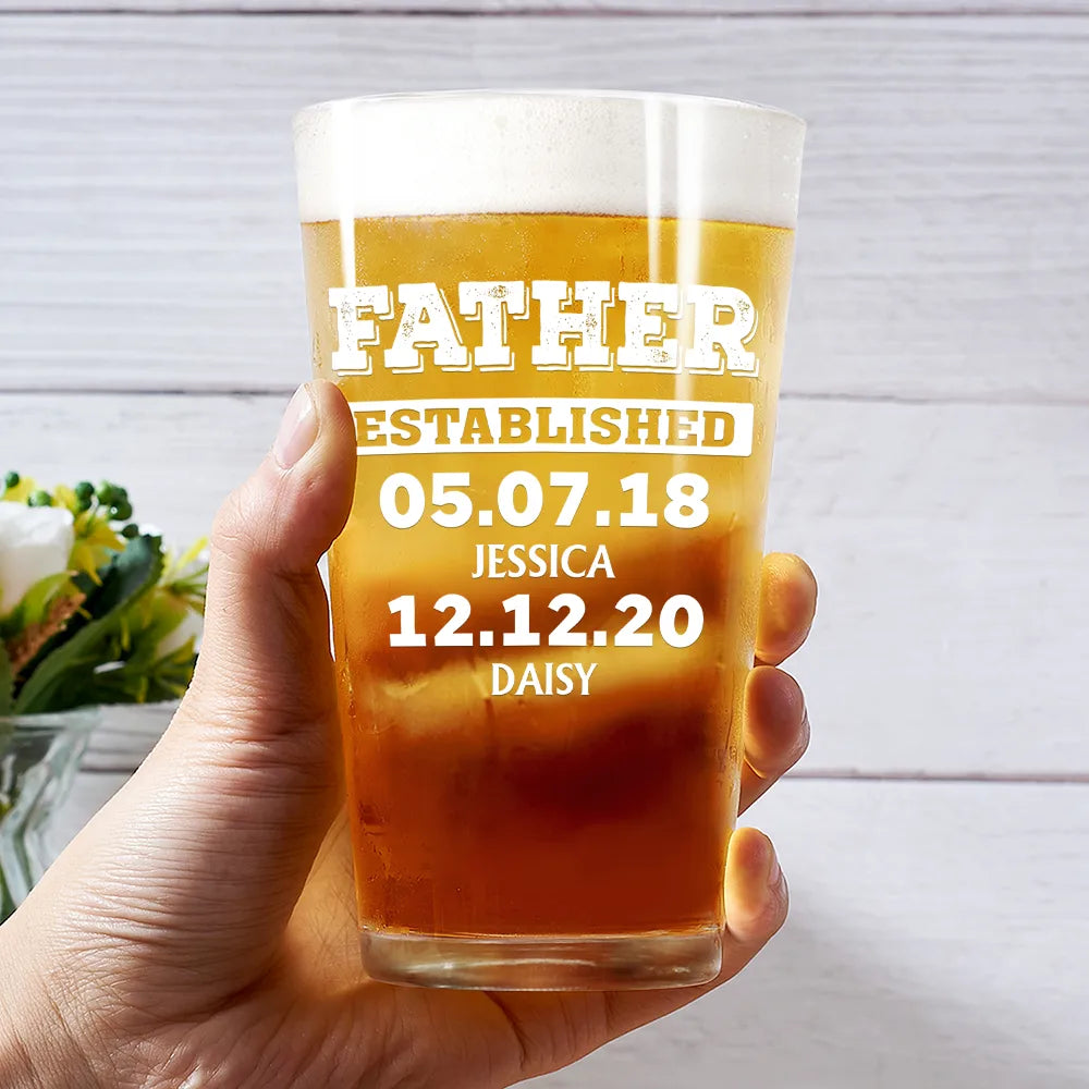 Gift For Husband,Gift For Grandpa,Gift For Father - Dad Established - Personalized Beer Glass