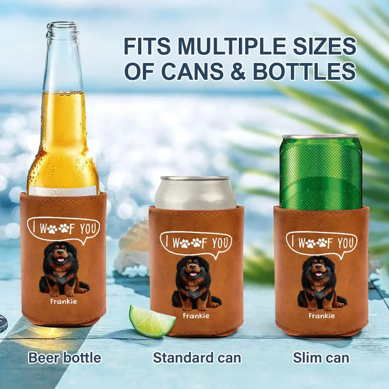 Dog Lovers,Dog Dad,Pet Lovers - Dad Every Poo I Do - Personalized Leather Can Cooler