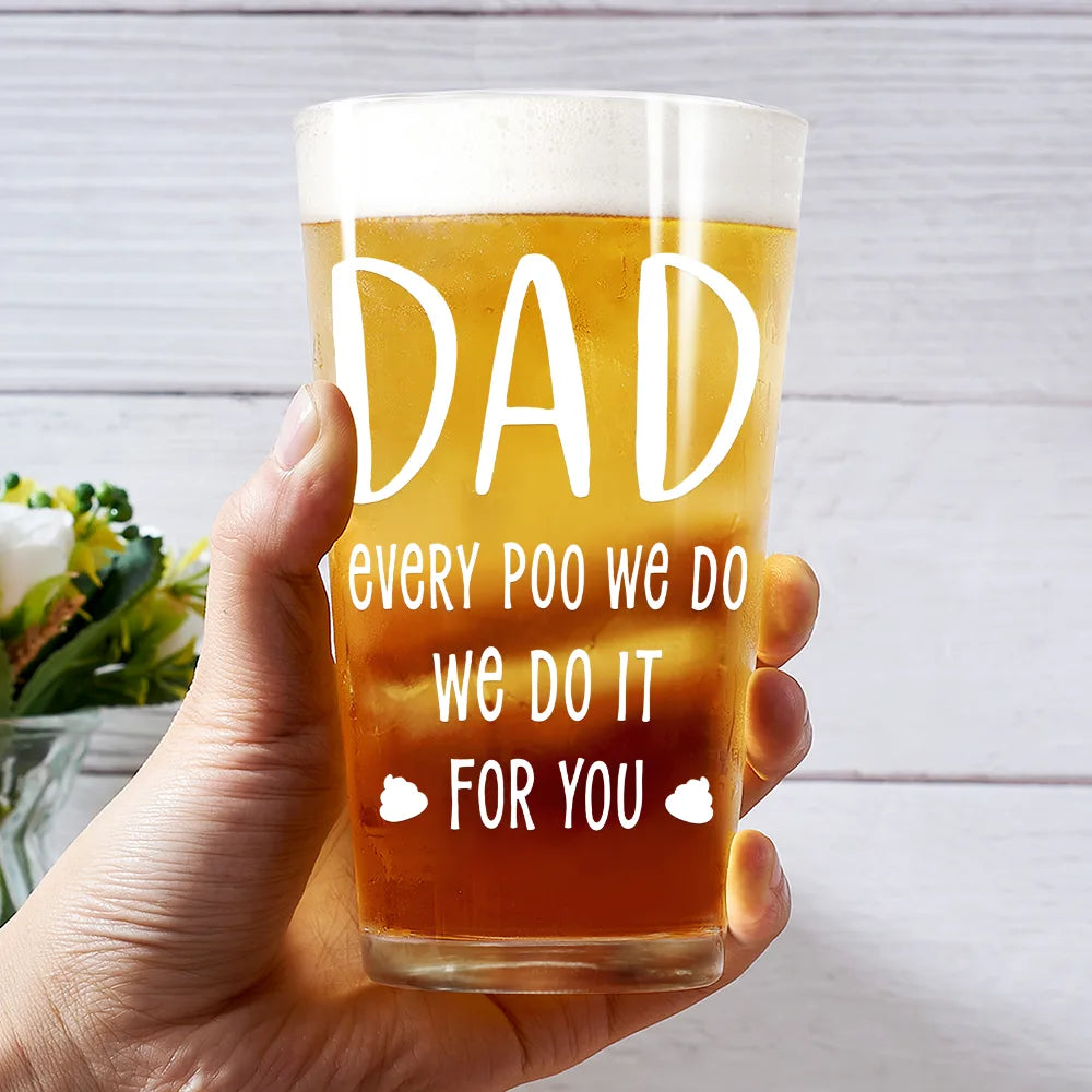 Dog Lovers,Dog Dad,Pet Lovers - Dad Every Poo I Do 3D Effect - Personalized Beer Glass