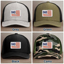 Gift For Father, Gift For Grandpa, Independence Day, Happy - Dad Grandpa America Flag Brush Stroke - Personalized Leather Patch Hat