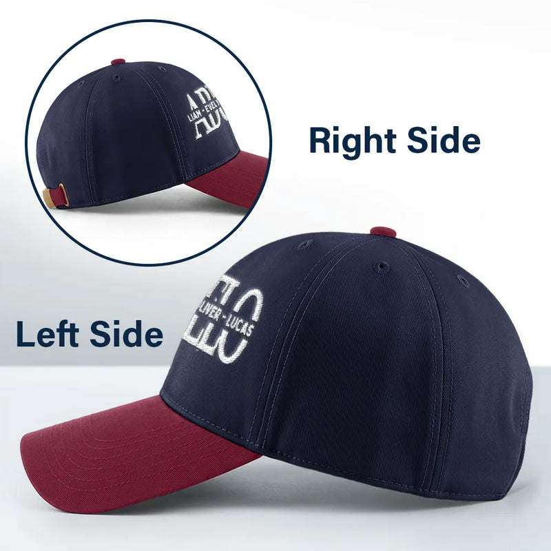 Gift For Father,Gift For Grandpa,Happy - Dad Grandpa Custom Kid Names - Personalized Embroidered Two Tone Cap