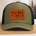 Gift For Father,Dad - Children,Gift For Grandpa,Special Font,Adorable - Dad Grandpa Est - Personalized Leather Patch Hat