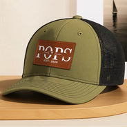 Gift For Father,Dad - Children,Gift For Grandpa,Special Font,Adorable - Dad Grandpa Est - Personalized Leather Patch Hat