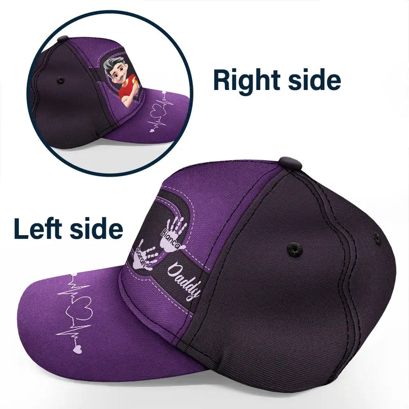 Gift For Father,Family - Dad Grandpa Handprints 3D Effect - Personalized Classic Cap