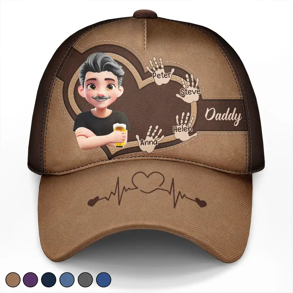 Dad Grandpa Handprints 3D Effect - Personalized Classic Cap