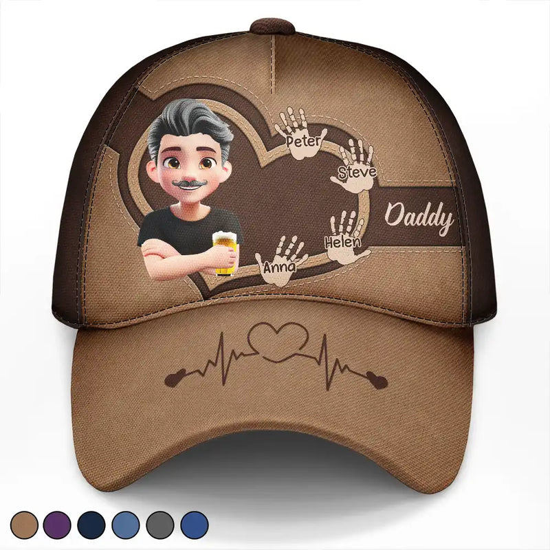 Dad Grandpa Handprints 3D Effect - Personalized Classic Cap