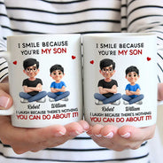 Gift For Son,Dad - Sons,Dad - Daughters (Adult),Dad - Daughters (Young),Gift For Daughter,Grandpa - Grandkids,Gift For Grandkids,Happy - Dad Grandpa I Smile Because You Are My Daughters Sons Grandkids - Personalized Mug