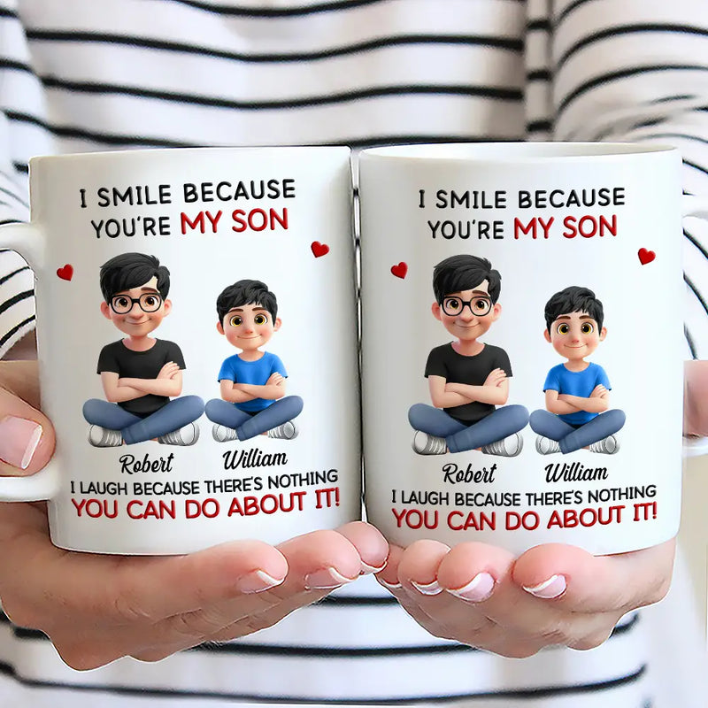 Gift For Son,Dad - Sons,Dad - Daughters (Adult),Dad - Daughters (Young),Gift For Daughter,Grandpa - Grandkids,Gift For Grandkids,Happy - Dad Grandpa I Smile Because You Are My Daughters Sons Grandkids - Personalized Mug