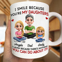 Gift For Son,Dad - Sons,Dad - Daughters (Adult),Dad - Daughters (Young),Gift For Daughter,Grandpa - Grandkids,Gift For Grandkids,Happy - Dad Grandpa I Smile Because You Are My Daughters Sons Grandkids - Personalized Mug