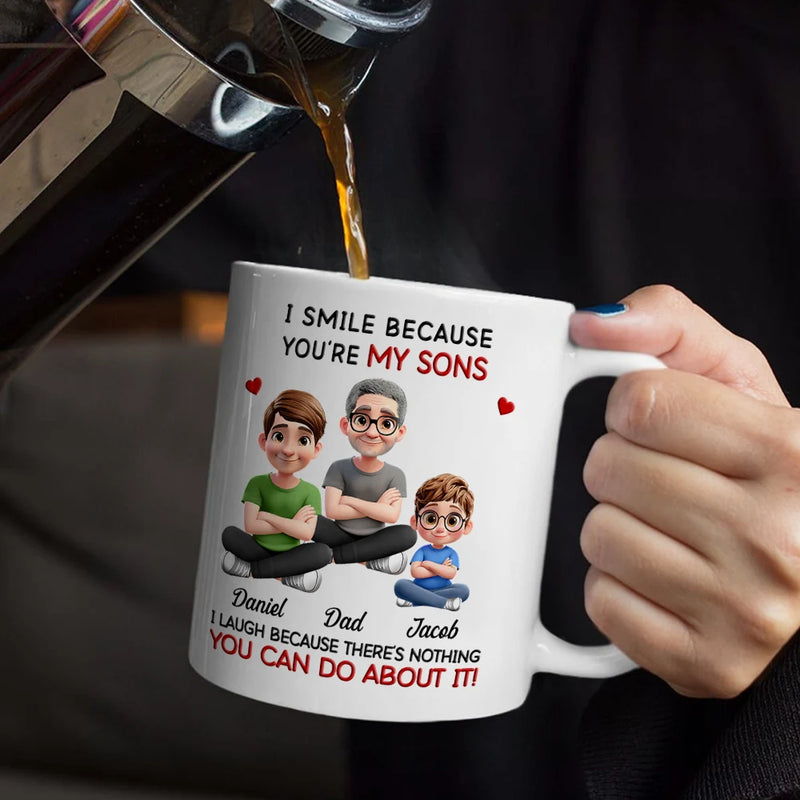 Gift For Son,Dad - Sons,Dad - Daughters (Adult),Dad - Daughters (Young),Gift For Daughter,Grandpa - Grandkids,Gift For Grandkids,Happy - Dad Grandpa I Smile Because You Are My Daughters Sons Grandkids - Personalized Mug
