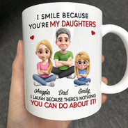 Gift For Son,Dad - Sons,Dad - Daughters (Adult),Dad - Daughters (Young),Gift For Daughter,Grandpa - Grandkids,Gift For Grandkids,Happy - Dad Grandpa I Smile Because You Are My Daughters Sons Grandkids - Personalized Mug