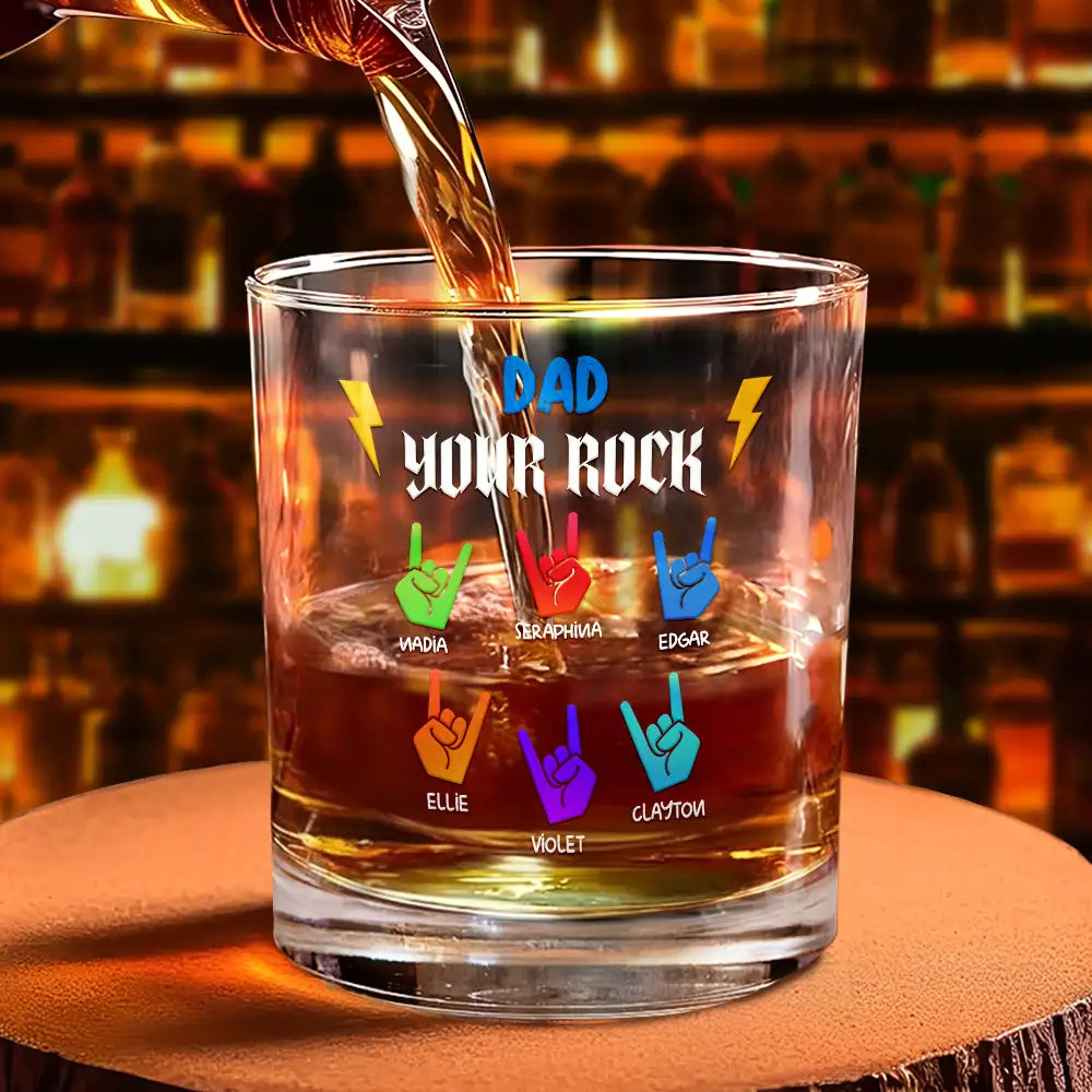 Gift For Father,Gift For Grandpa,Funny - Dad Grandpa Papa You Rock Hands Down For The Best - Personalized Whiskey Glass