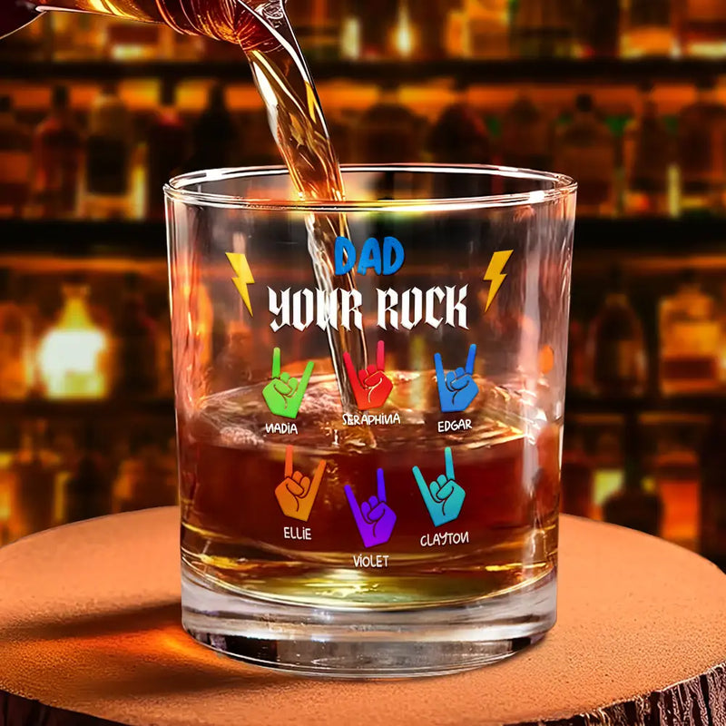 Gift For Father,Gift For Grandpa,Funny - Dad Grandpa Papa You Rock Hands Down For The Best - Personalized Whiskey Glass