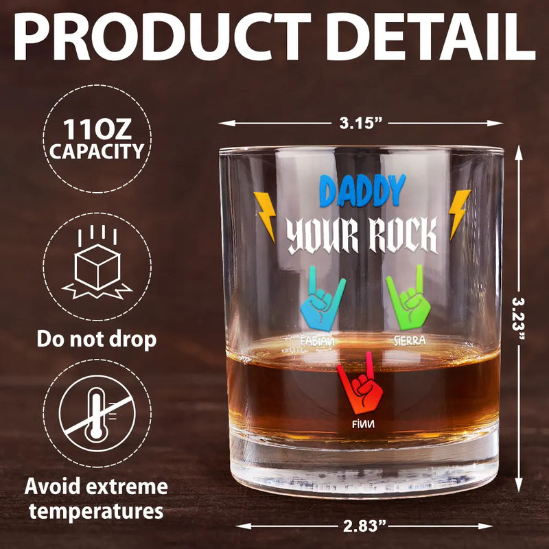 Gift For Father,Gift For Grandpa,Funny - Dad Grandpa Papa You Rock Hands Down For The Best - Personalized Whiskey Glass
