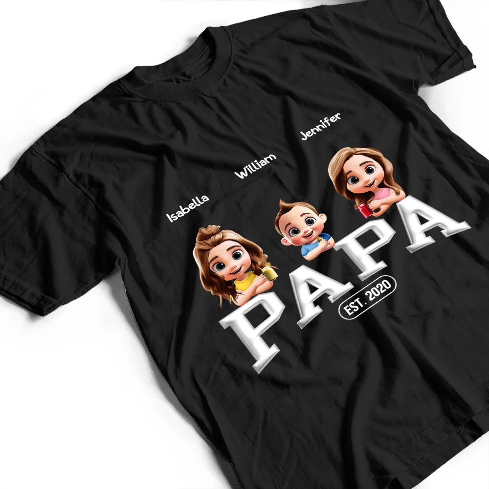 
Gift For Father,Dad,Children - Dad Grandpa Since 3D Effect Crossed Arms - Personalized T Shirt
