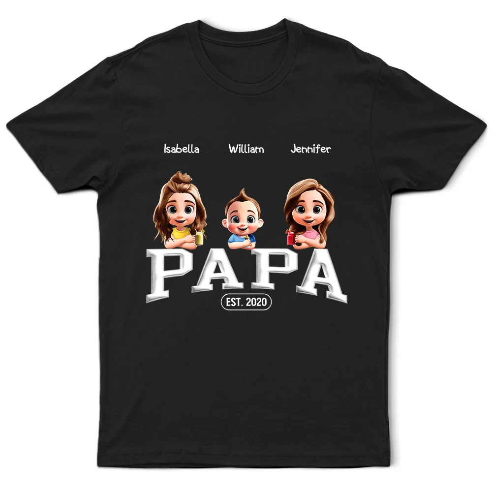 Gift For Father,Dad,Children - Dad Grandpa Since 3D Effect Crossed Arms - Personalized T Shirt