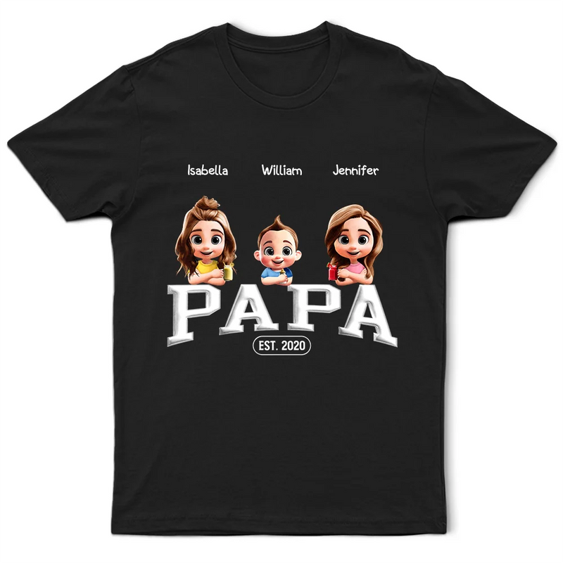 Gift For Father,Dad,Children - Dad Grandpa Since 3D Effect Crossed Arms - Personalized T Shirt