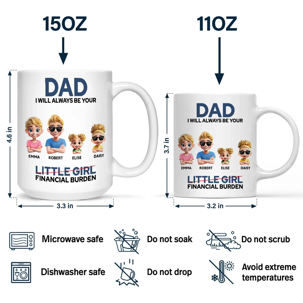 Funny,Gift For Husband,Gift For Grandpa,Gift For Father,Grandpa - Grandkids,Dad - Daughters (Adult) - Dad I Will Always Be Your Financial Burden Funny - Personalized Mug