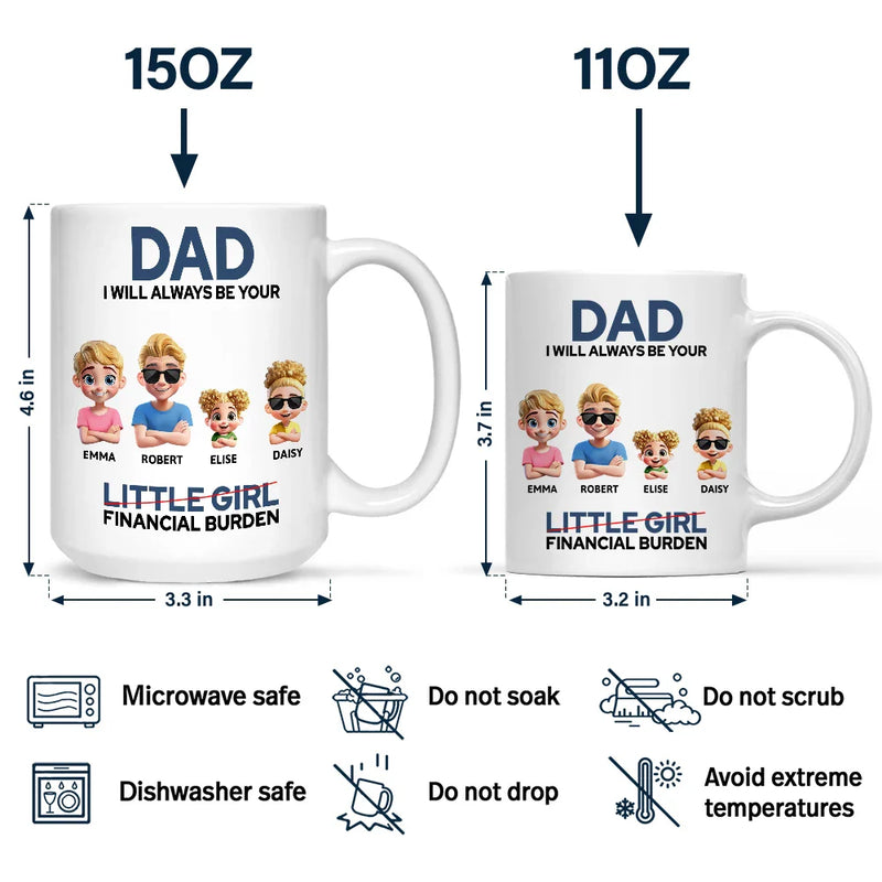 Funny,Gift For Husband,Gift For Grandpa,Gift For Father,Grandpa - Grandkids,Dad - Daughters (Adult) - Dad I Will Always Be Your Financial Burden Funny - Personalized Mug