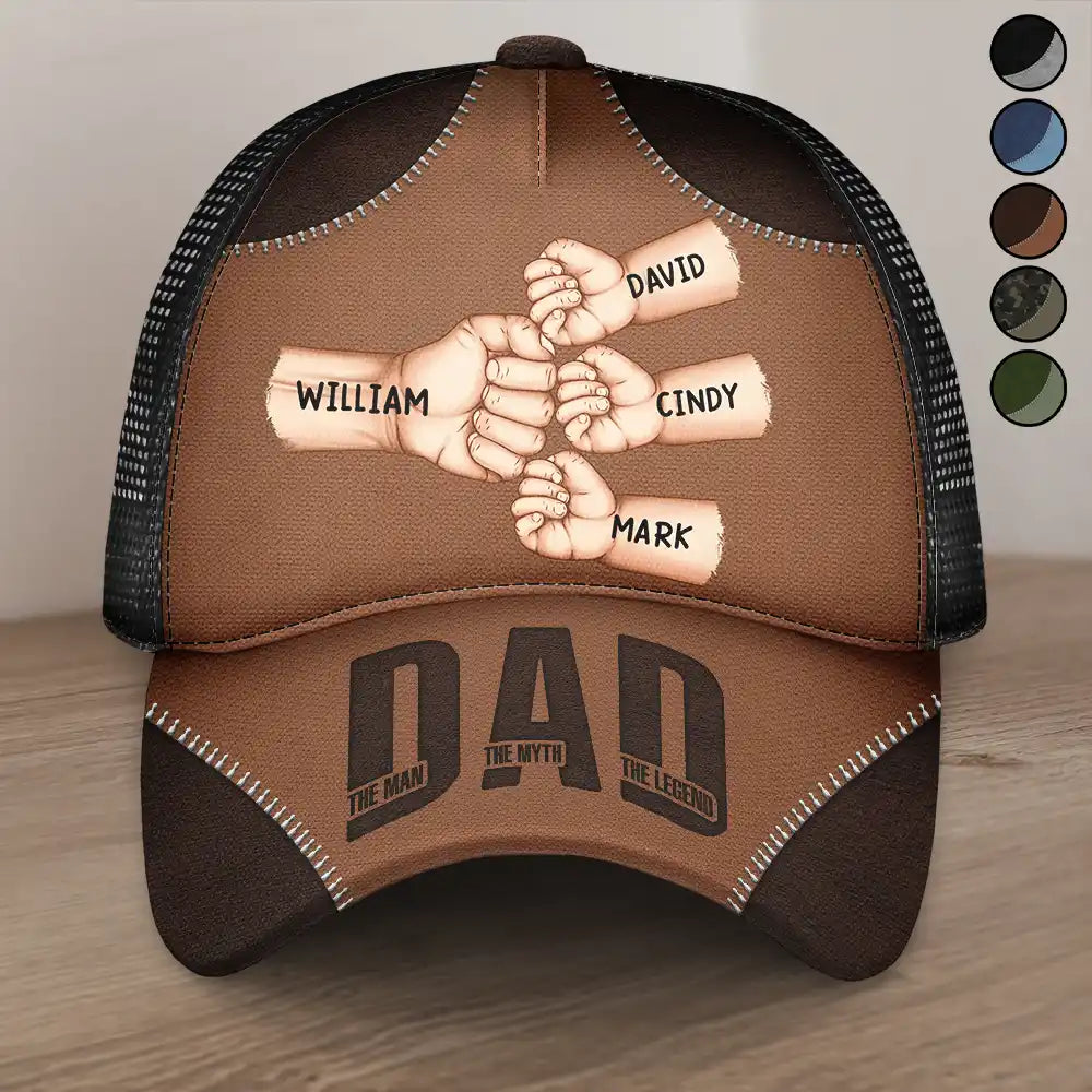 Gift For Father,Funny - Dad Kid First Bump The Man The Myth The Legend - Personalized Mesh-back Casual Cap