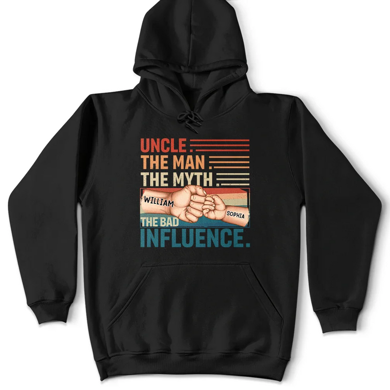 Gift For Uncle,Gift For Father,Gift For Grandpa,Funny - Dad Kid First Bump Uncle The Man The Myth The Bad Influence - Personalized T Shirt