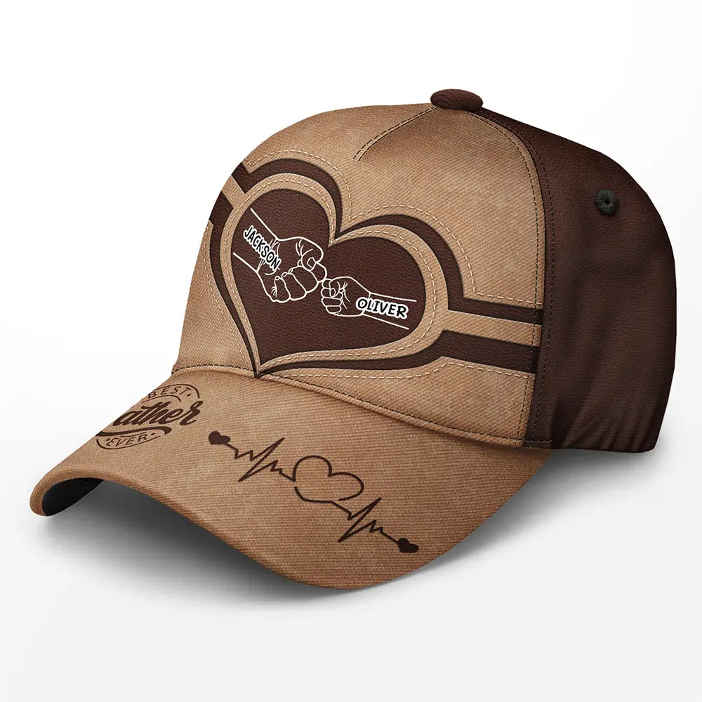 Gift For Father, Gift For Grandpa, Happy - Dad Kid Hand Punch Best Dad Ever Father Grandpa - Personalized Classic Cap