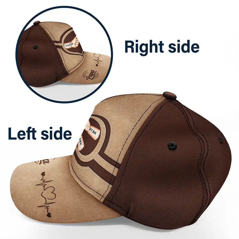 Gift For Father, Gift For Grandpa, Happy - Dad Kid Hand Punch Best Dad Ever Father Grandpa - Personalized Classic Cap