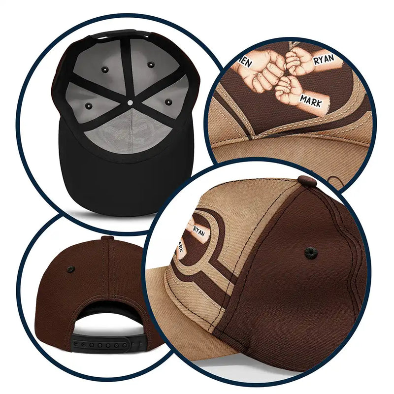 Gift For Father, Gift For Grandpa, Happy - Dad Kid Hand Punch Best Dad Ever Father Grandpa - Personalized Classic Cap