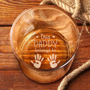 Gift For Father,Gift For Grandpa - Dad Kid Handprints This Papa Belongs To - Personalized Engraved Whiskey Glass