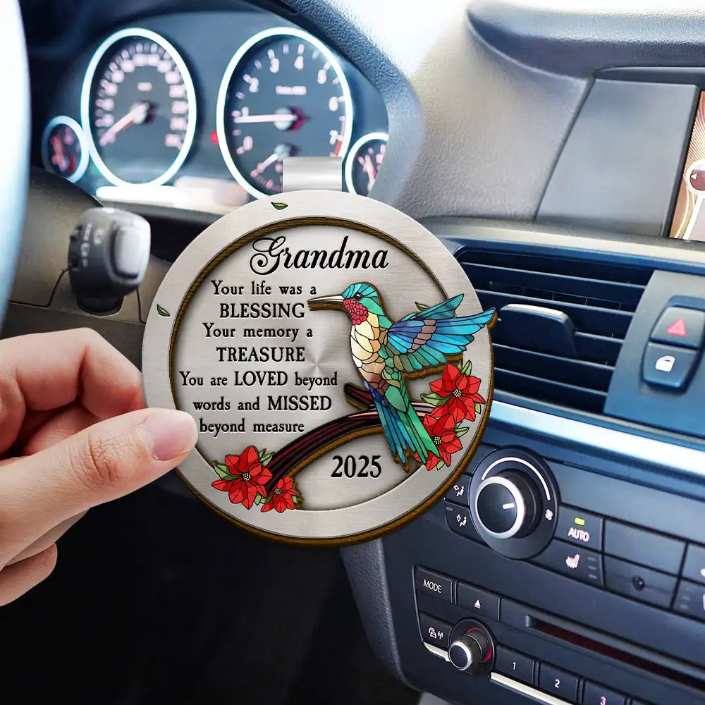 Memorial, Family, Gift For Grandparents, Parents, Sad - Dad Mom Your Life Was A Blessing Memorial - Personalized Custom Shaped Car Visor Clip