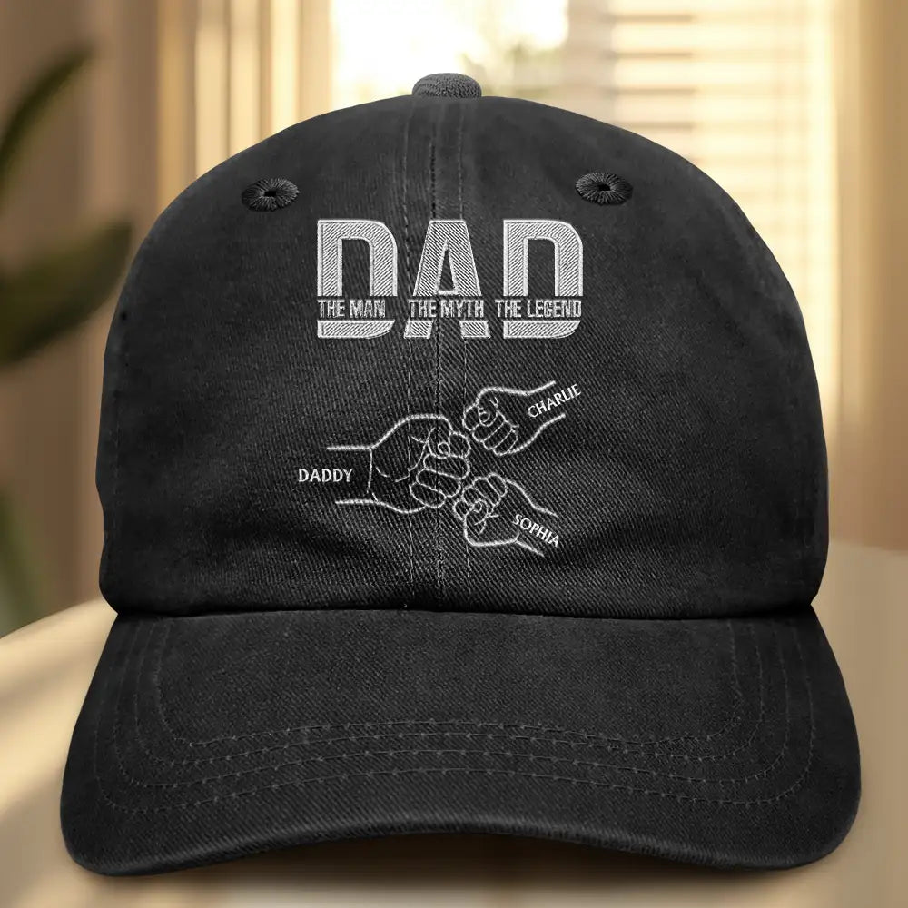 Gift For Father,Gift For Grandpa - Dad Papa The Man The Myth The Legend - Personalized Vintage Washed Denim Cap