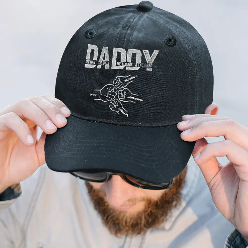 Gift For Father,Gift For Grandpa - Dad Papa The Man The Myth The Legend - Personalized Vintage Washed Denim Cap