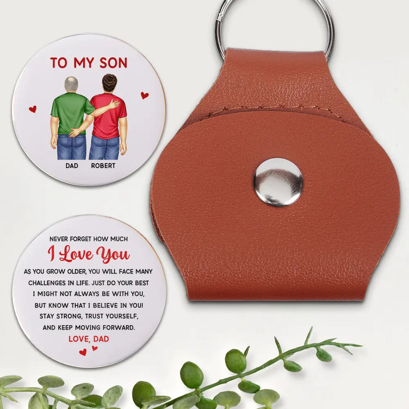 Dad - Daughters (Adult),Dad - Daughters (Young),Dad - Sons,Gift For Women,Gift For Men,Love,Top Market - Dad Son Daughter Never Forget How Much I Love You - Personalized Leather Pocket Hug