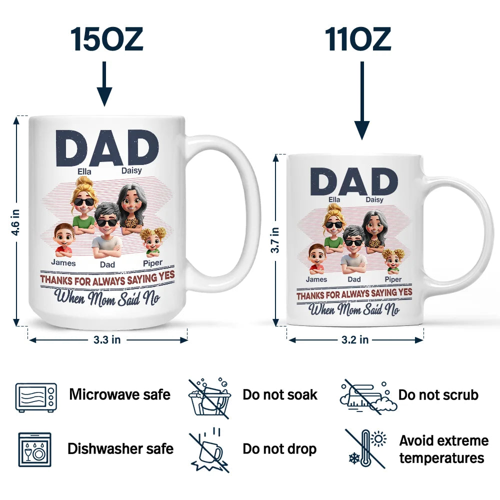 Gift For Husband,Gift For Grandpa,Gift For Father,Grandpa,Grandkids,Dad,Daughters - Dad Thanks For Always Saying Yes - Personalized Mug