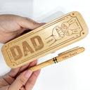 Happy,Dad,Children,Gift For Father - Dad The Man The Myth - Personalized Wooden Pen Set