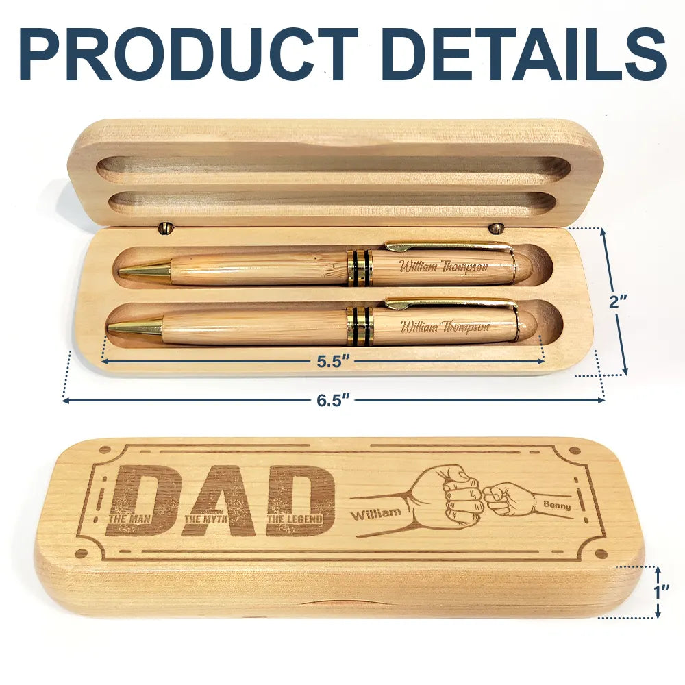 Happy,Dad,Children,Gift For Father - Dad The Man The Myth - Personalized Wooden Pen Set