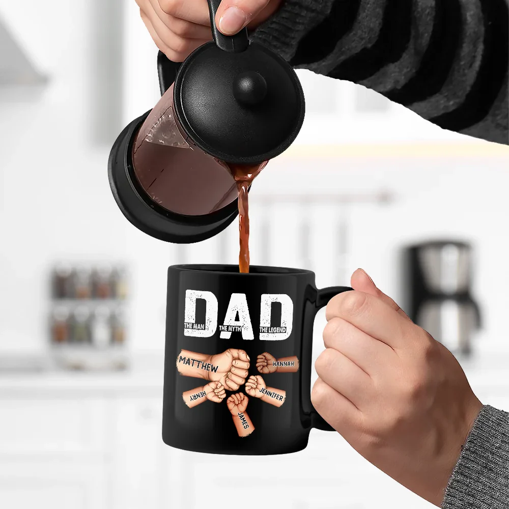 Gift For Father, Love - Dad The Man The Myth The Legend Fist Bump - Personalized Black Mug