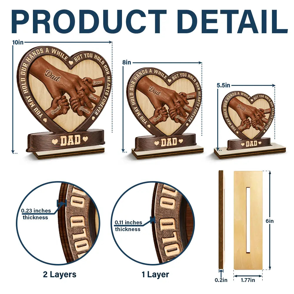 Independence Day,Gift For Father,Gift For Grandpa,Top Market,Vector,Sentimental - Dad We Will Always Reach For You - Personalized Custom Shaped Wooden Plaque