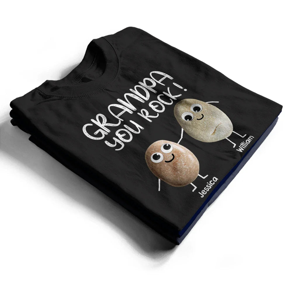 Gift For Father, Gift For Grandpa, Funny - Dad You Rock Sea Stones Fun Googly Eyes - Personalized T Shirt