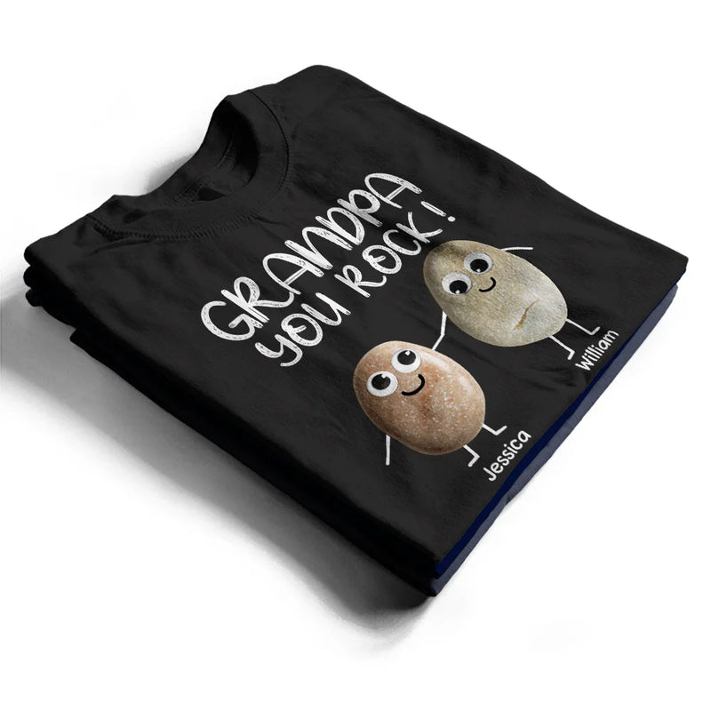 Gift For Father, Gift For Grandpa, Funny - Dad You Rock Sea Stones Fun Googly Eyes - Personalized T Shirt