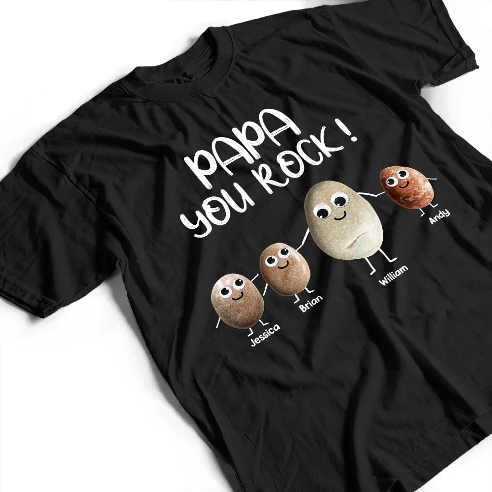 Gift For Father, Gift For Grandpa, Funny - Dad You Rock Sea Stones Fun Googly Eyes - Personalized T Shirt