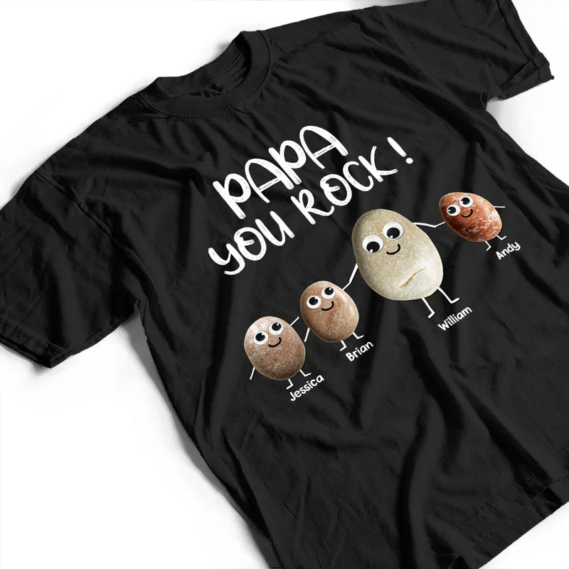 Gift For Father, Gift For Grandpa, Funny - Dad You Rock Sea Stones Fun Googly Eyes - Personalized T Shirt