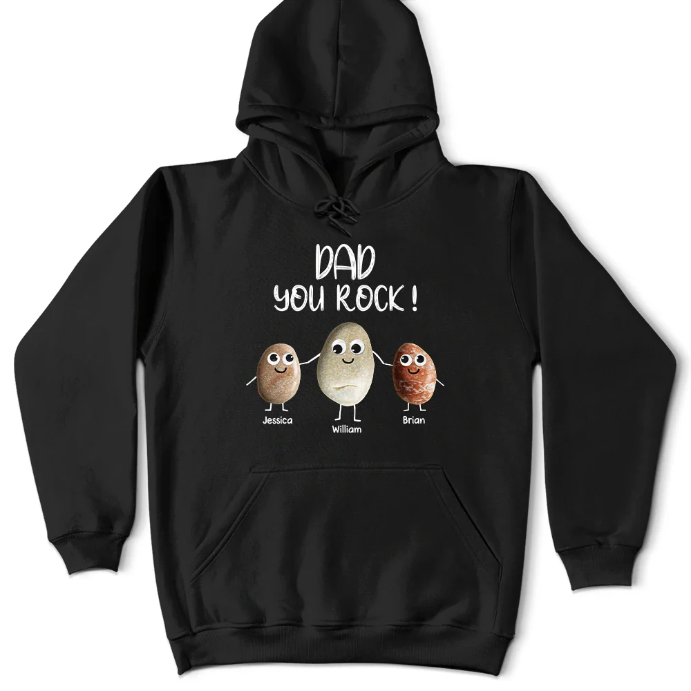 Gift For Father, Gift For Grandpa, Funny - Dad You Rock Sea Stones Fun Googly Eyes - Personalized T Shirt