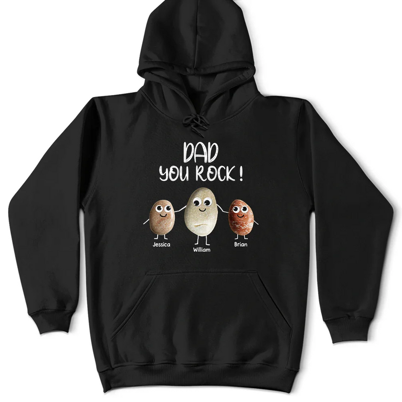 Gift For Father, Gift For Grandpa, Funny - Dad You Rock Sea Stones Fun Googly Eyes - Personalized T Shirt