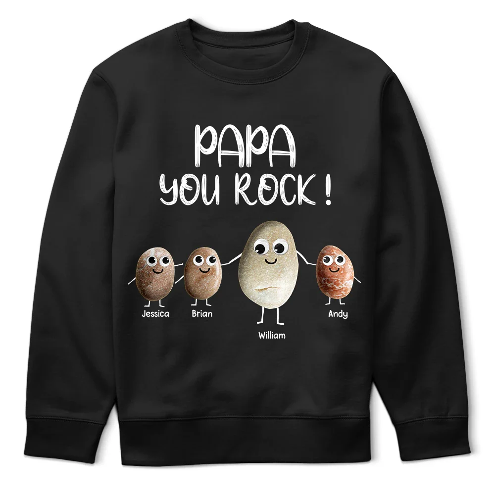 Gift For Father, Gift For Grandpa, Funny - Dad You Rock Sea Stones Fun Googly Eyes - Personalized T Shirt